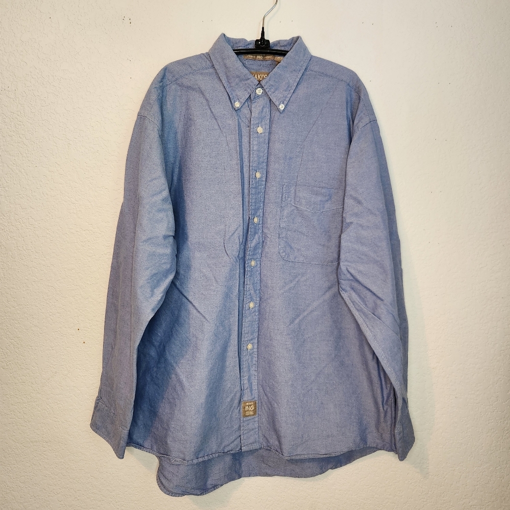 Khaki's by Arrow Big Oxfors Men's‎ Blue Button-Up Shirt, Size XL